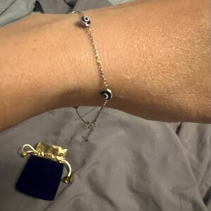 Blue Evil Eye Silver Bracelet- real silver